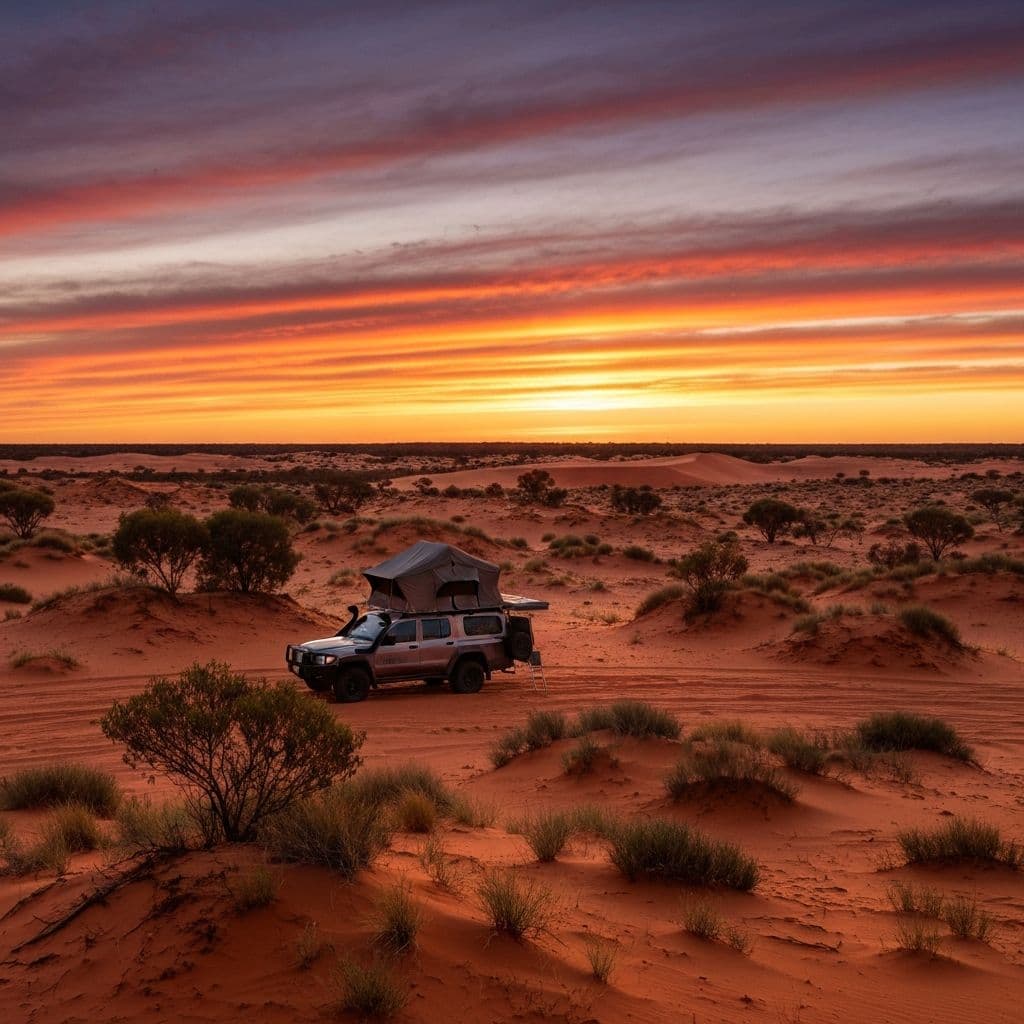 4x4 with rooftop tent in the Australian outback